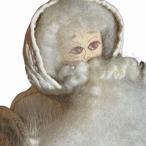 Handmade Victorian Santa Claus Figure White Coat Christmas Decoration 20" Tall